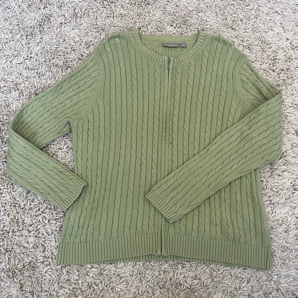 Green zip up sweater